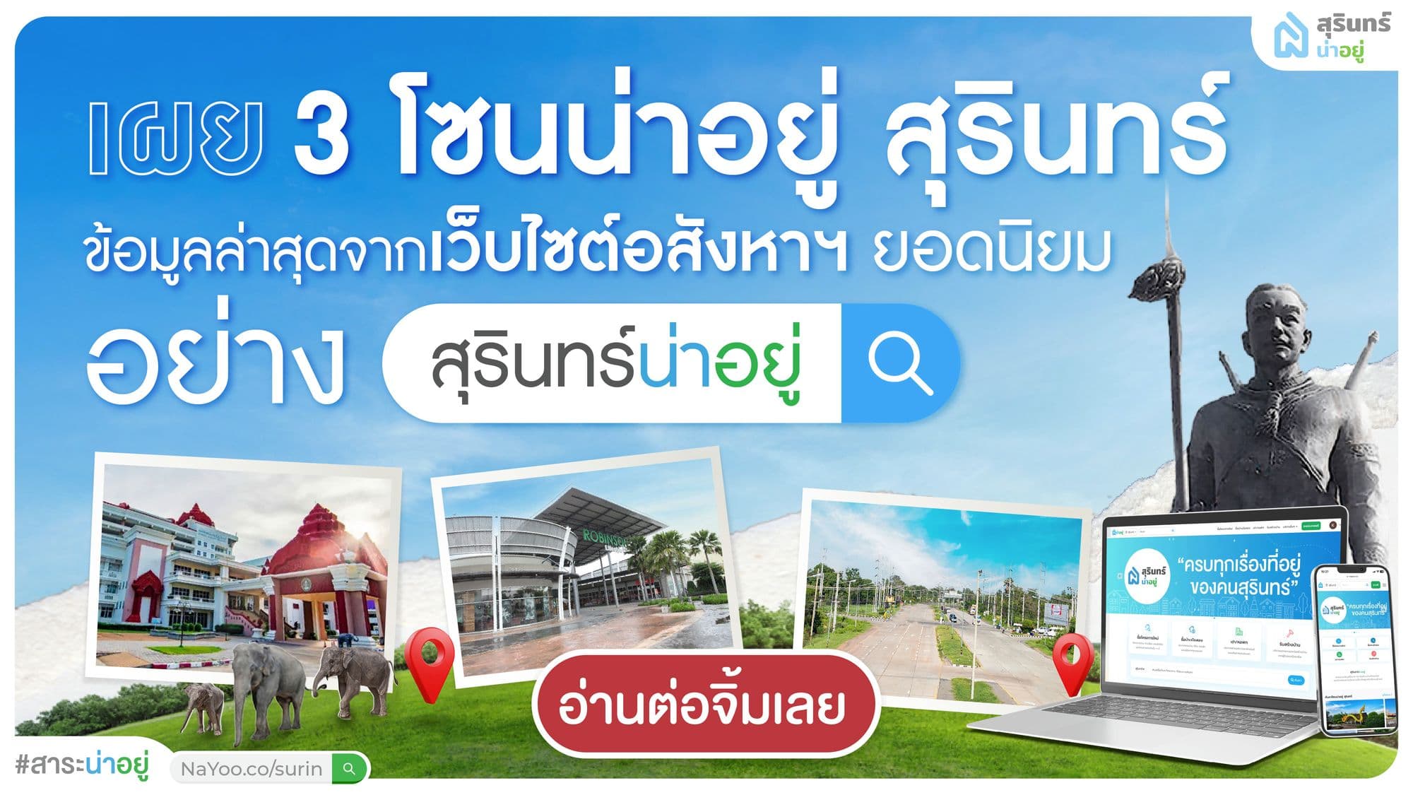 เผย 3 โซนน่าอยู่ สุรินทร์ | ข้อมูลล่าสุดจากเว็บไซต์อสังหาฯ ยอดนิยมอย่าง “สุรินทร์น่าอยู่”